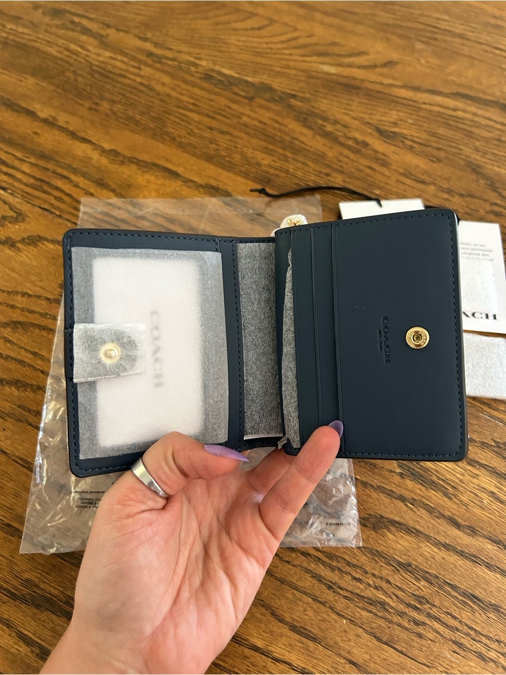 Coach Snap Wallet In Loved Denim With Cherry Charm NWT - Picture 5 of 5